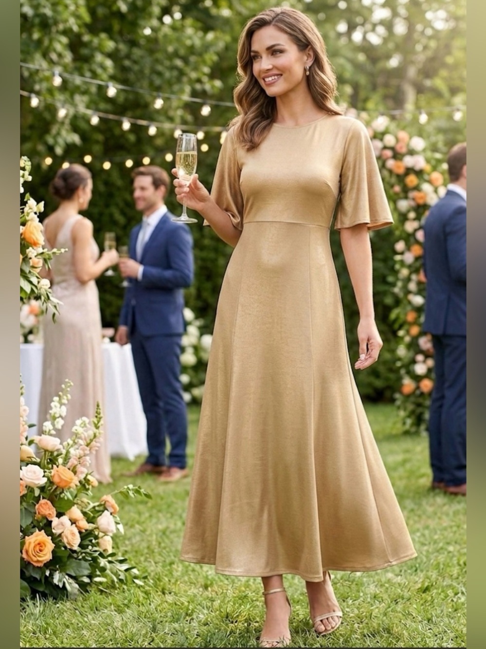 𝅺NWT H&M Gold Dress A-line Size Small